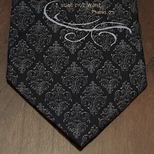 Eagle Wings Black Gray 100% Polyester Men’s Neck Tie Made In China